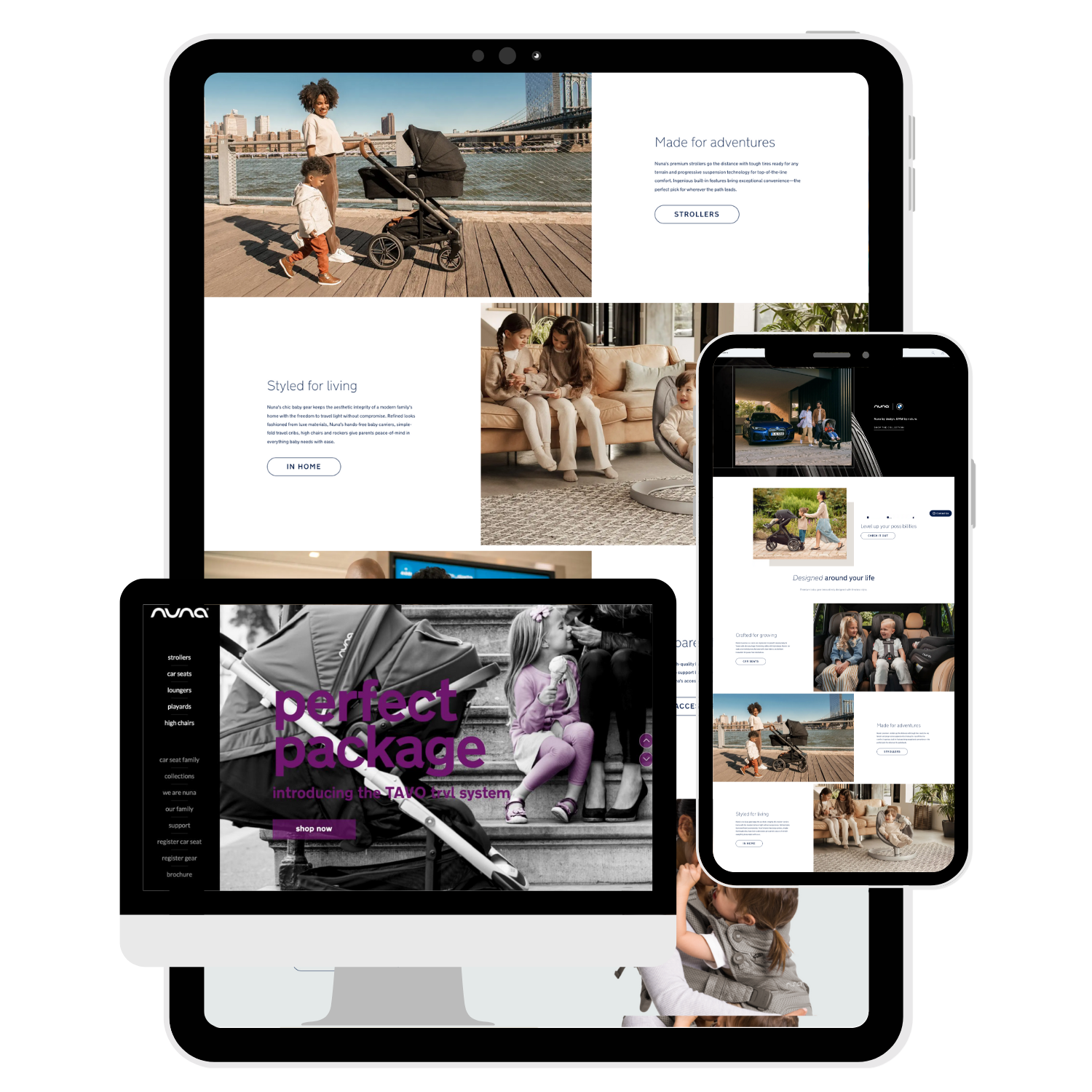 Nuna digital experience shown across desktop, tablet and mobile